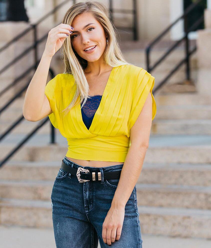 Image of FAVLUX Pleated Deep V-Neck Top