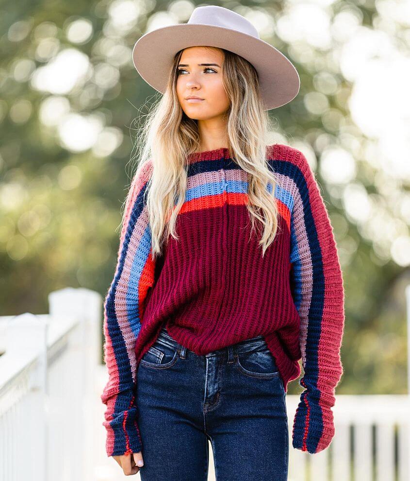 Hyfve Striped Boat Neck Sweater front view