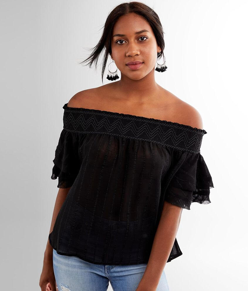 FAVLUX Off The Shoulder Ruffle Top Women s Shirts Blouses in