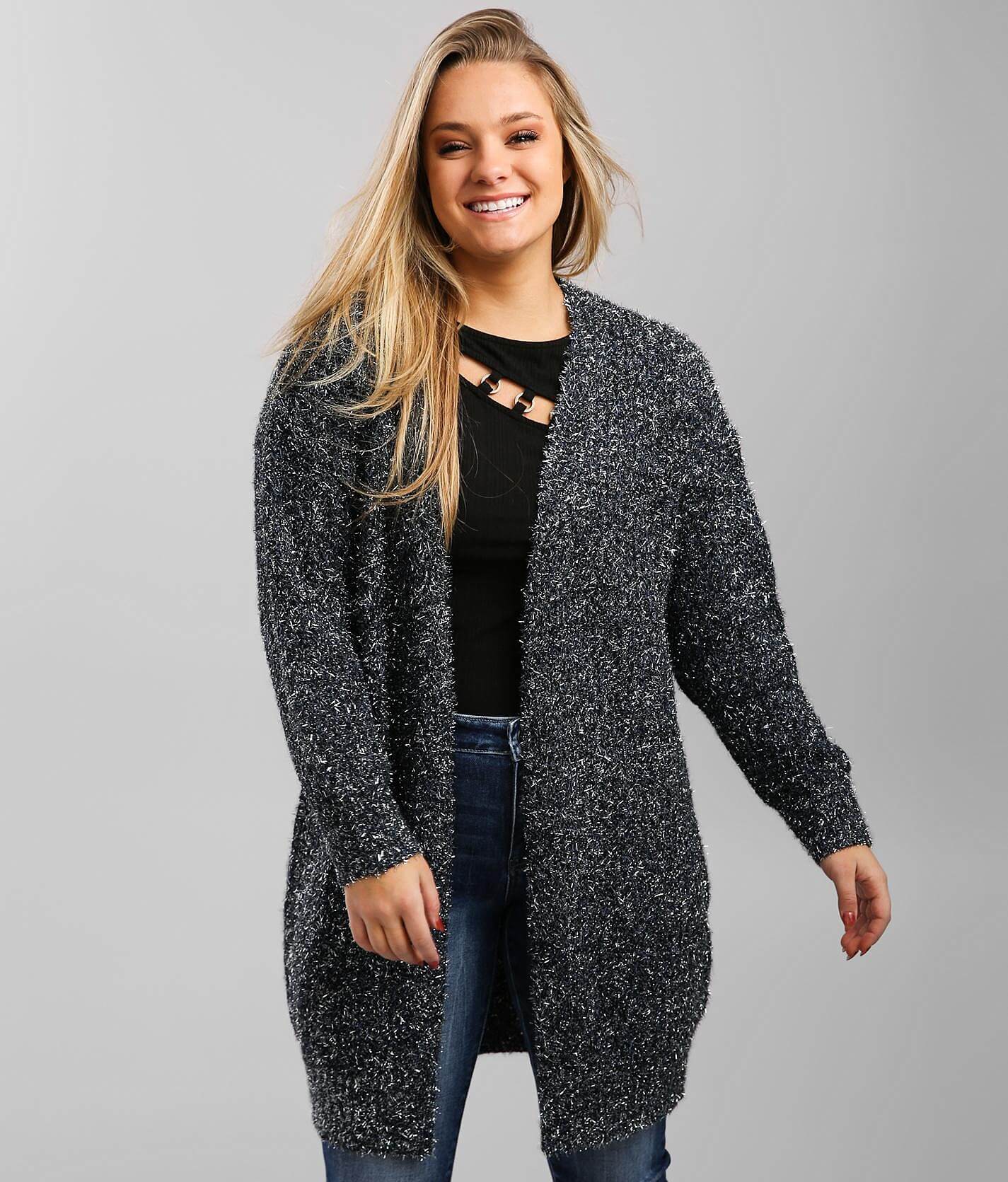 silver cardigan sweater