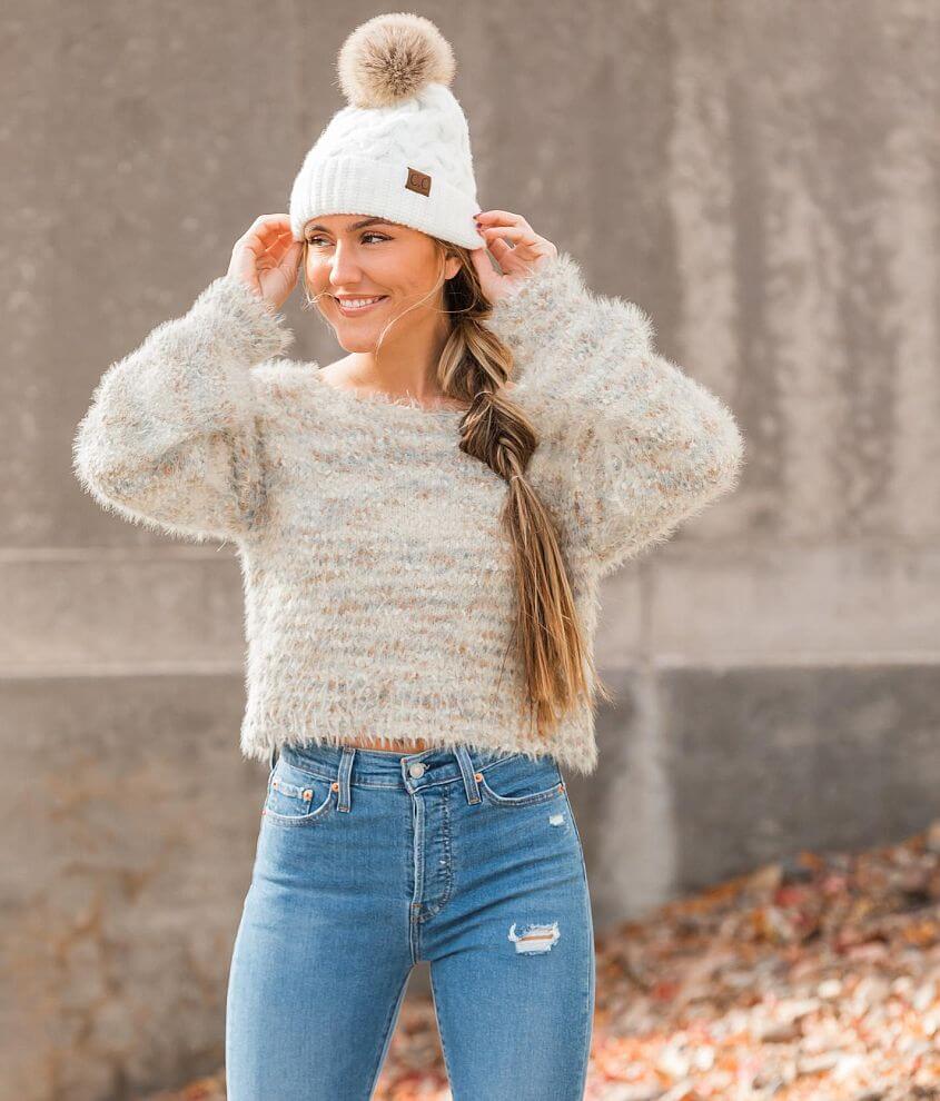 Fuzzy Knit Cropped Sweater