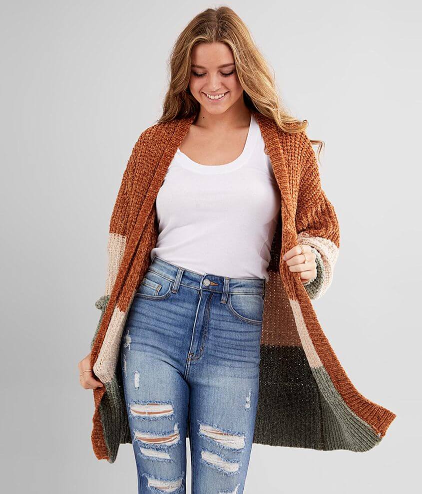 Hyfve Color Block Chenille Cardigan Sweater - Women's Sweaters in