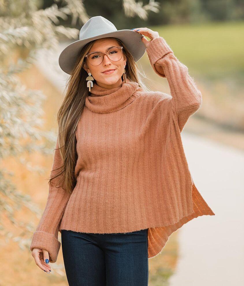 Women's Wide turtleneck poncho sweater