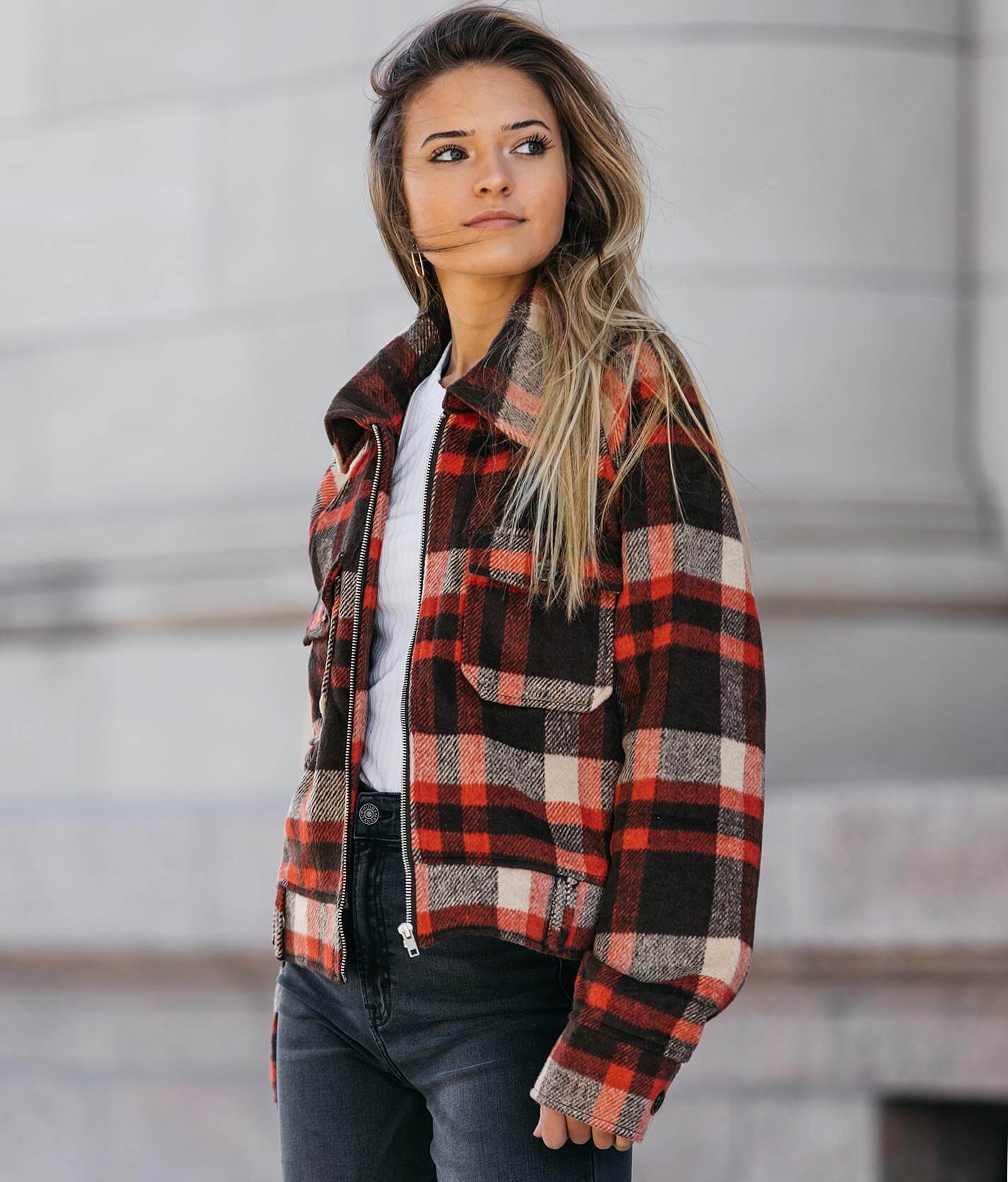 plaid coats & jackets