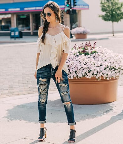onetheland Cold Shoulder Ruffle Top FULL_LEFT_SIDE
