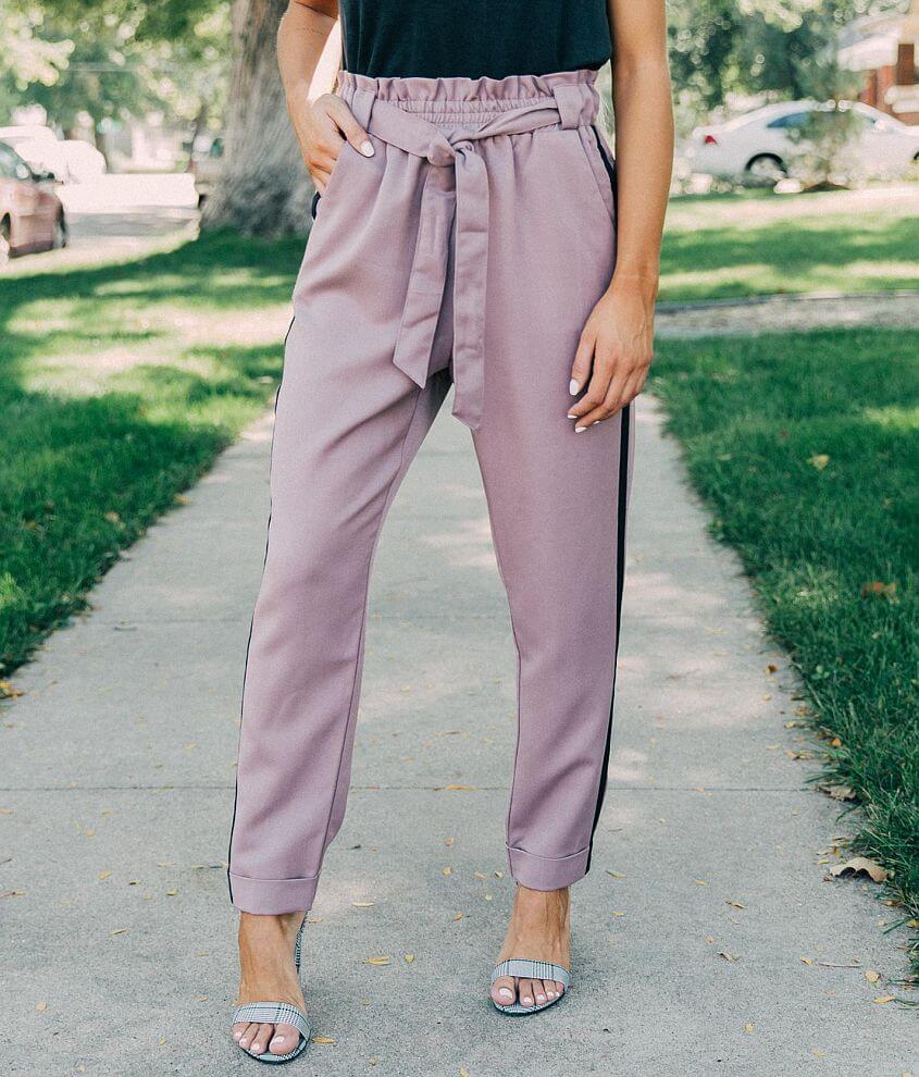 Hyfve Side Stripe Stretch Cuffed Pant Women S Pants In Mauve Buckle