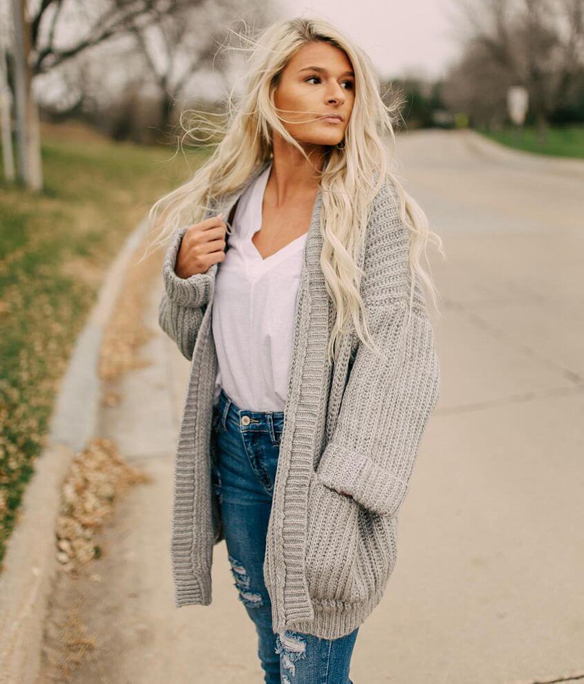 Chunky Knit Cardigan Sweater