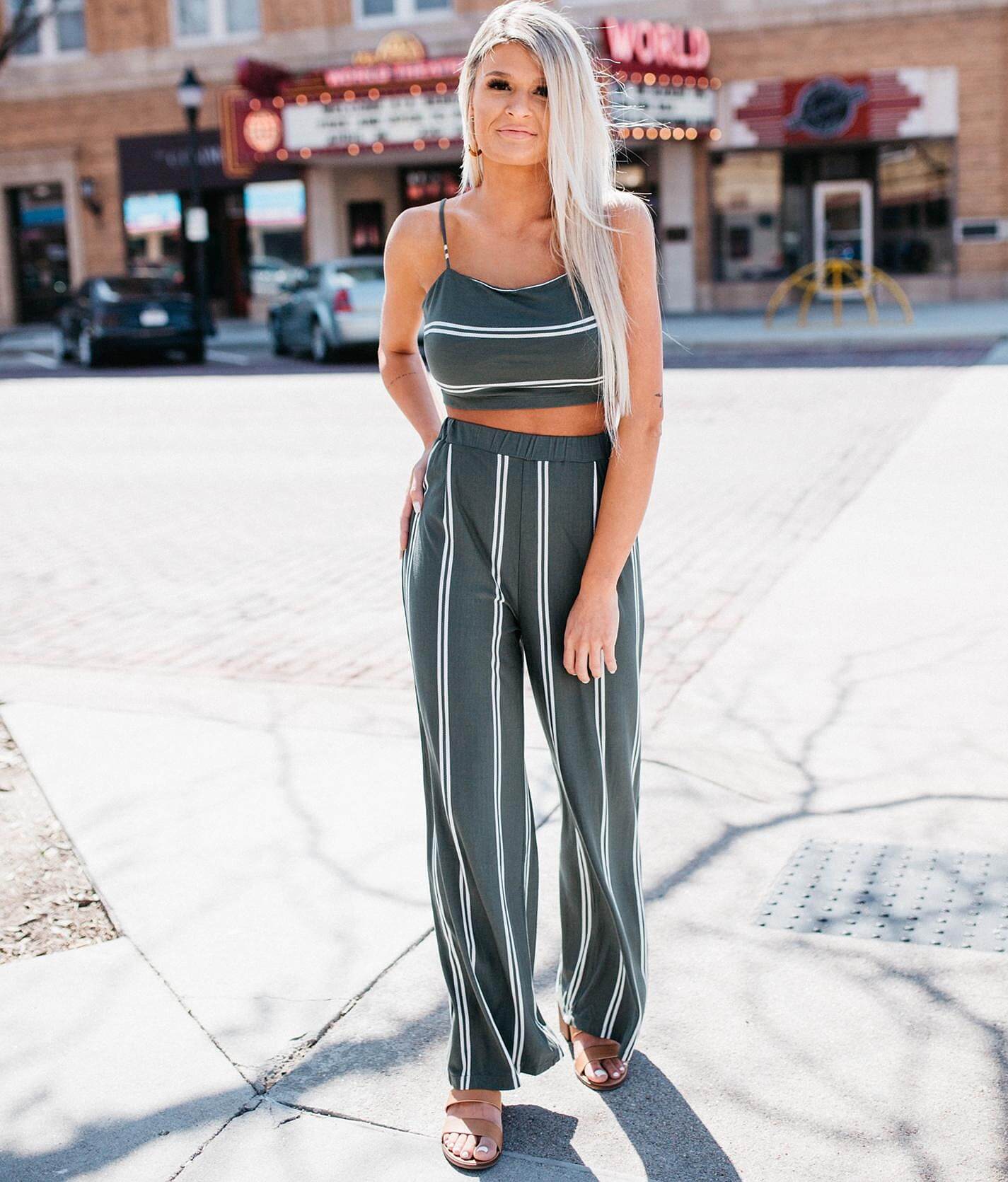 2 piece striped jumpsuit