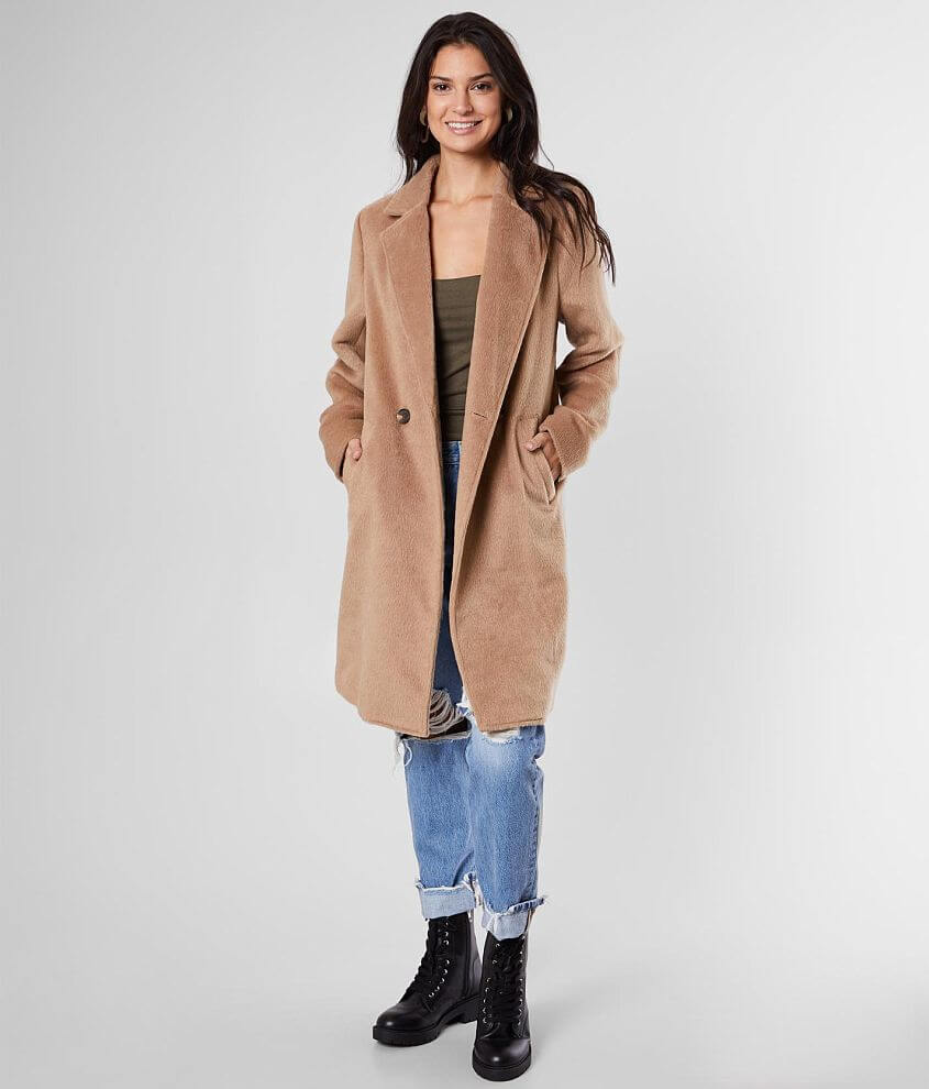 Hyfve Faux Fur Midi Peacoat - Women's Coats/Jackets in Taupe | Buckle