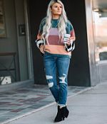 ニット・セーター HUECLOSET Color block brush knit 25KERO27 1f4aeeef57a47f3b005394e171d224