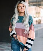 ニット・セーター HUECLOSET Color block brush knit 25KERO27 Hyfve Color Block Striped Sweater - Women's Sweaters in
