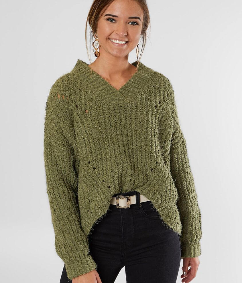 Fashion on Earth Plush Yarn Cropped Sweater front view