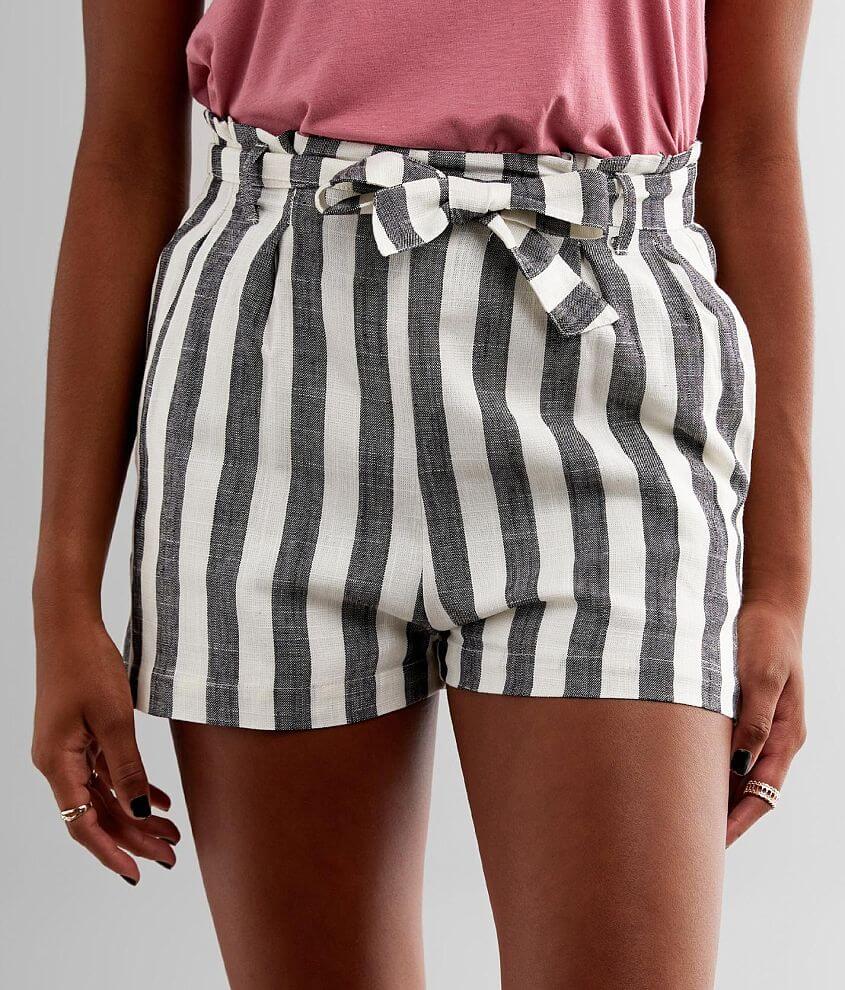 Fashion On Earth Striped Paperbag Short front view
