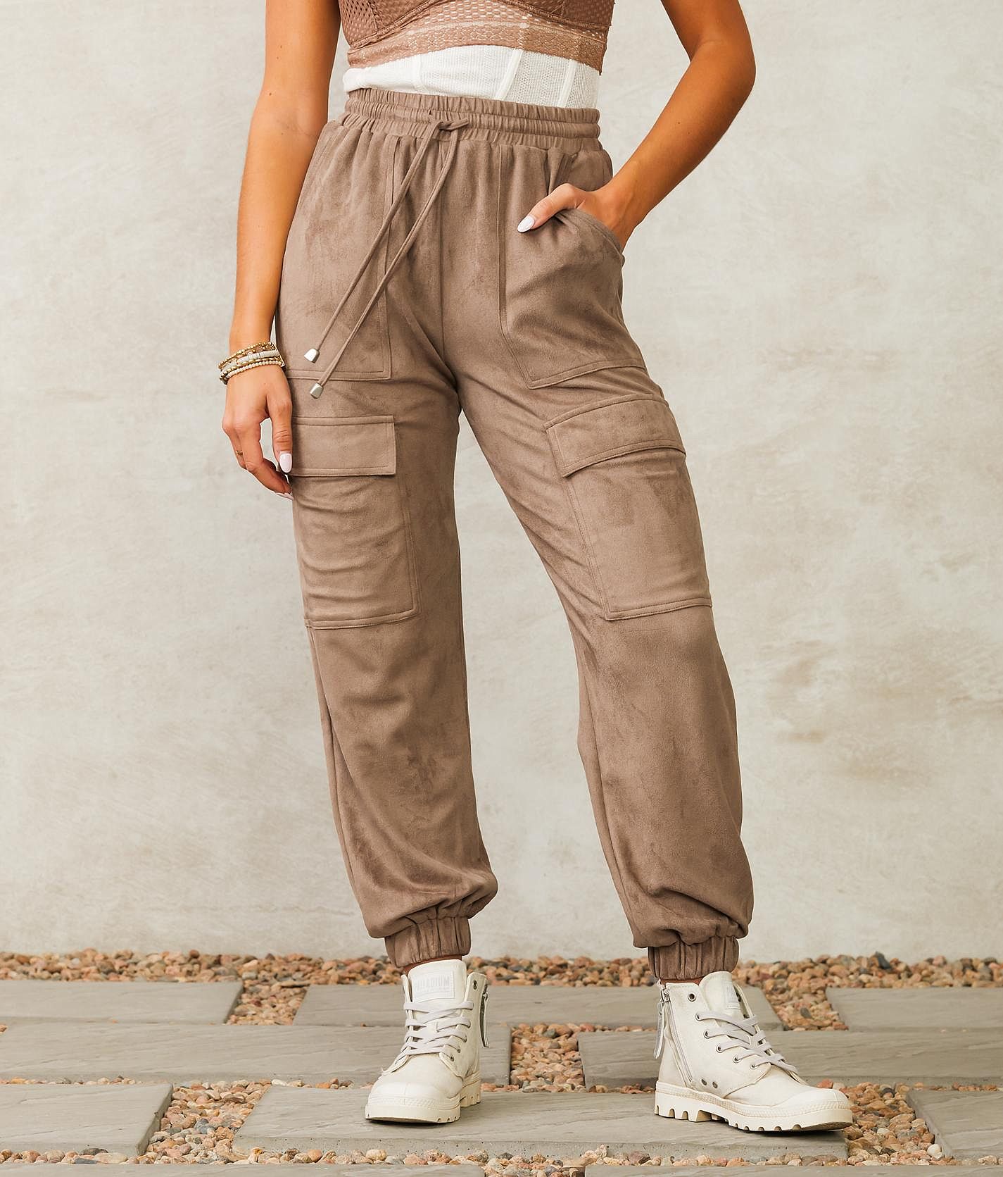 Hyfve Faux Suede Cargo Jogger Pant - Women's Pants in