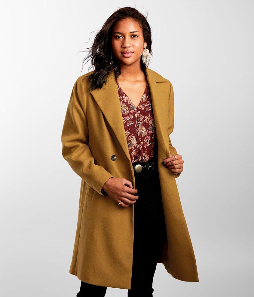 Mustard trench store coat women's