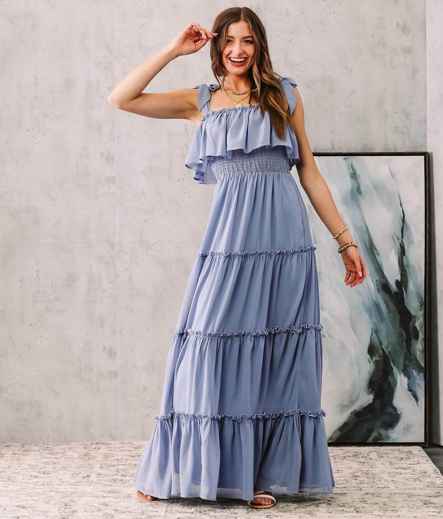 onetheland Chiffon Tiered Ruffle Maxi Dress - Women's
