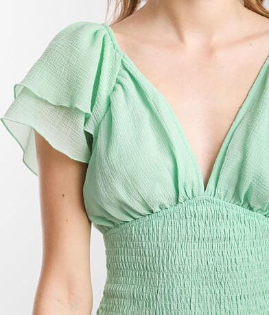 Hyfve Flutter Sleeve Cropped V-Neck Top misc detail 1 view