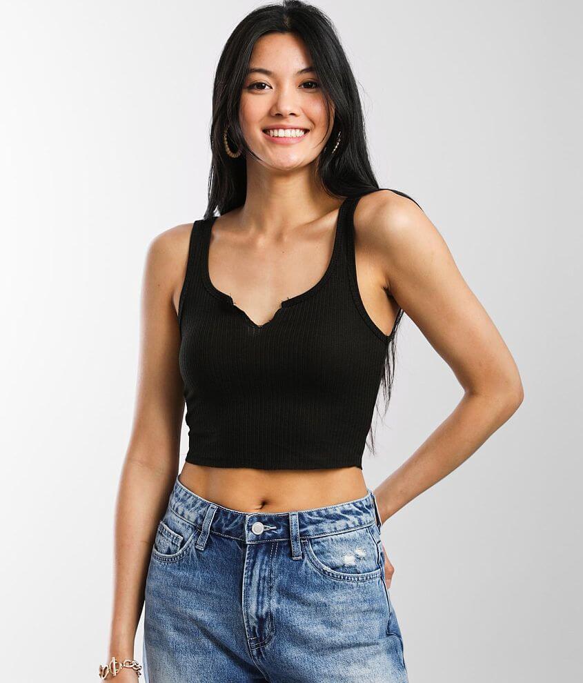 Rib-knit Tank Top - Black - Ladies