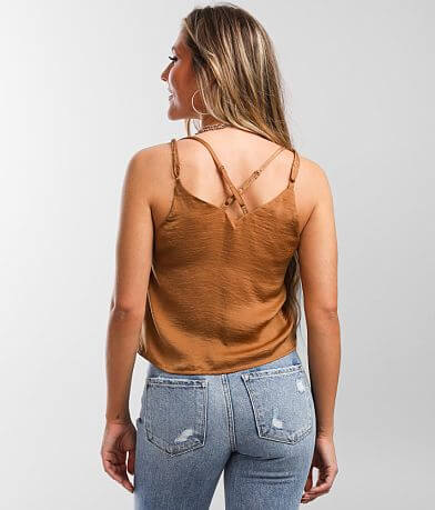Hyfve Sheen Eyelash Lace Trim Tank Top back view