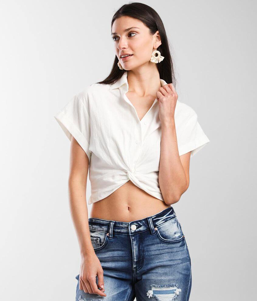 Hyfve Twisted Hem Cropped Shirt front view