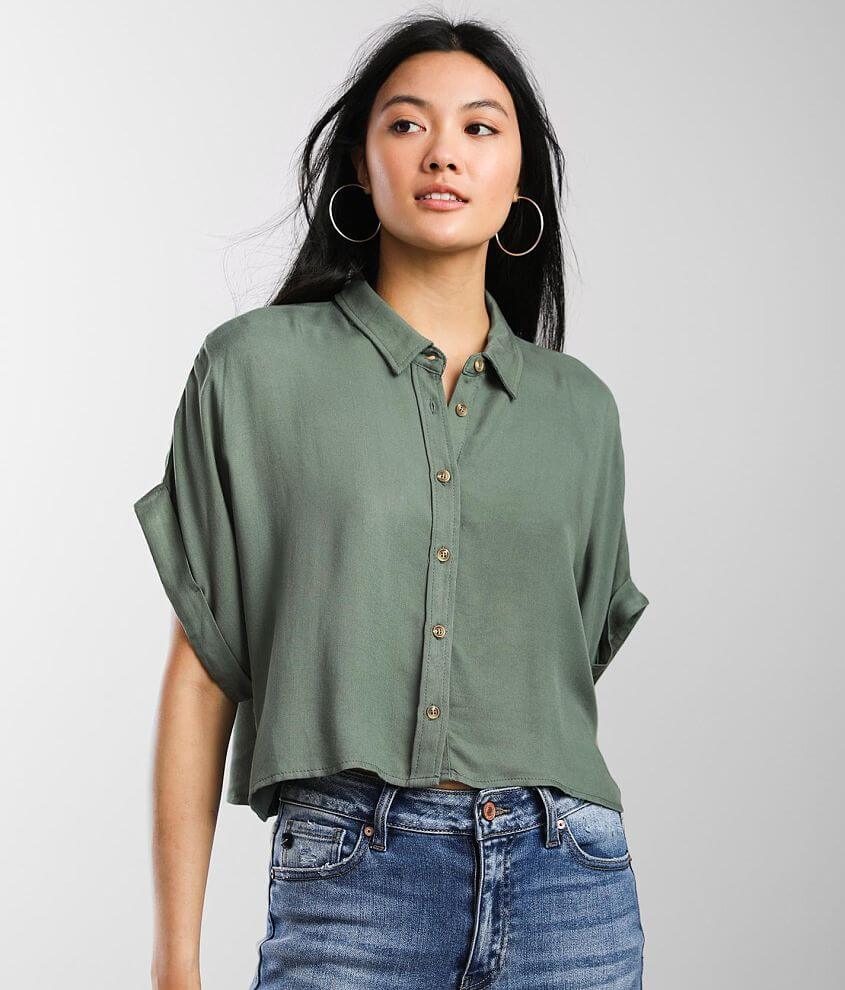 Hyfve Woven Cropped Blouse front view