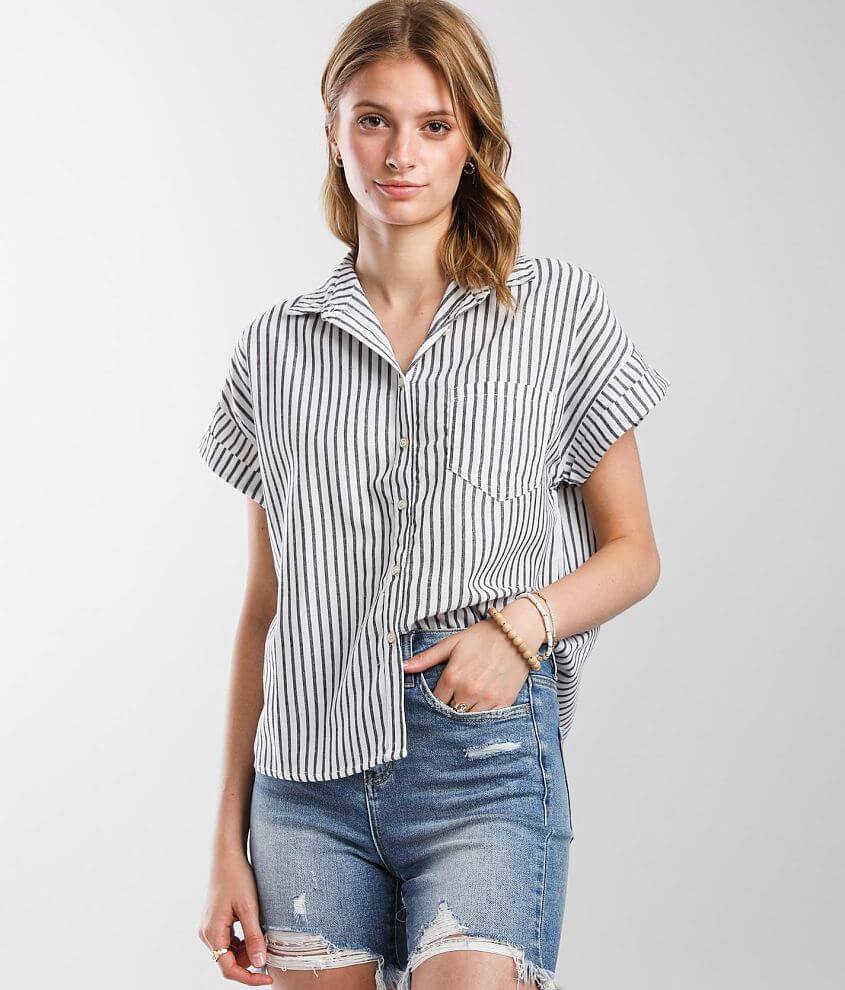 Hyfve Woven Striped Shirt front view