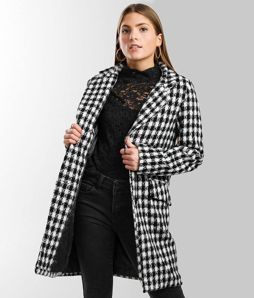 ZARA WOMAN NEW BLACK WHITE HOUNDSTOOTH FRAYED JACKET BLAZER 7878/520 ALL  SIZES