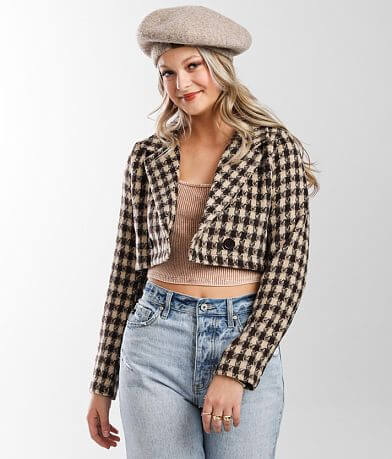 Hyfve Houndstooth Cropped Blazer full right side view