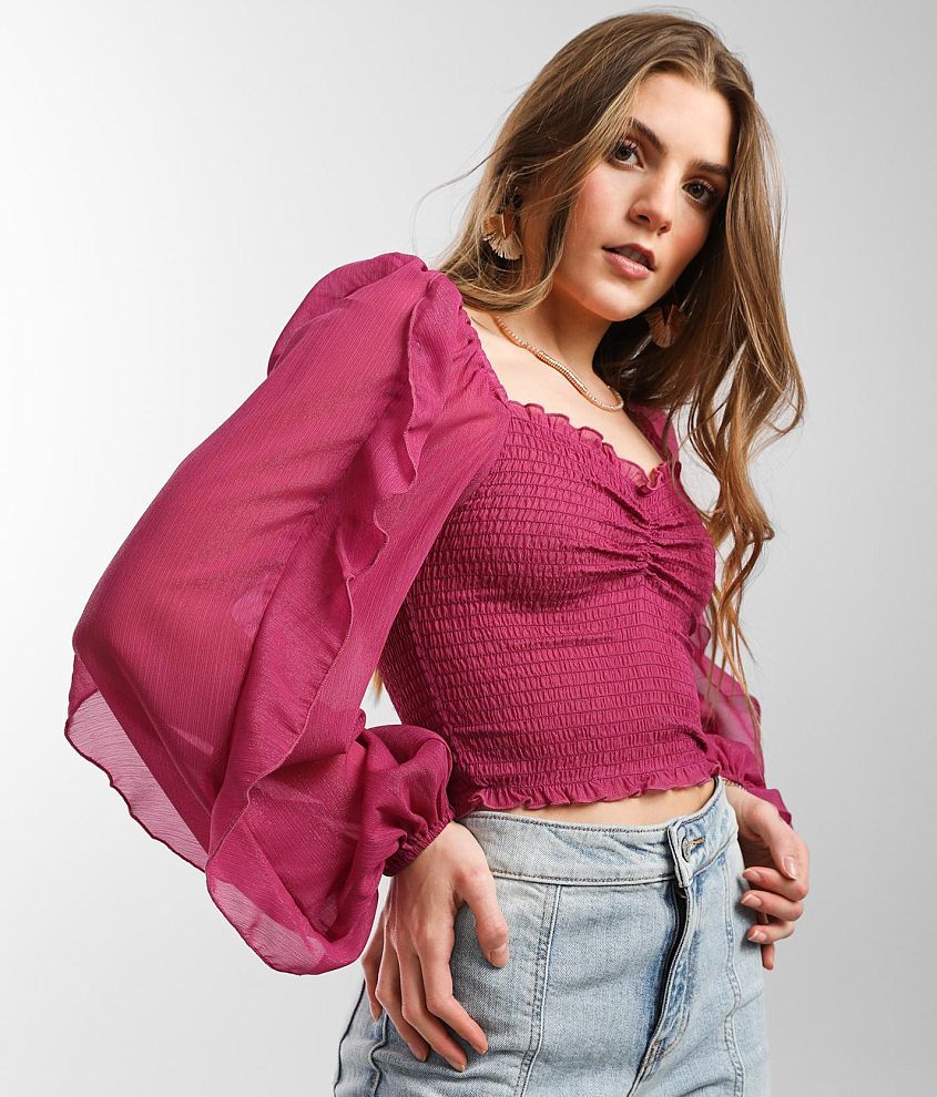 Hyfve Ruffled Sweetheart Cropped Top front view