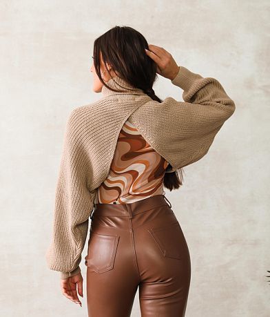 Hyfve Turtleneck Bolero Shrug Sweater BACK