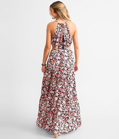 Hyfve Woven Floral Cut-Out Maxi Dress BACK