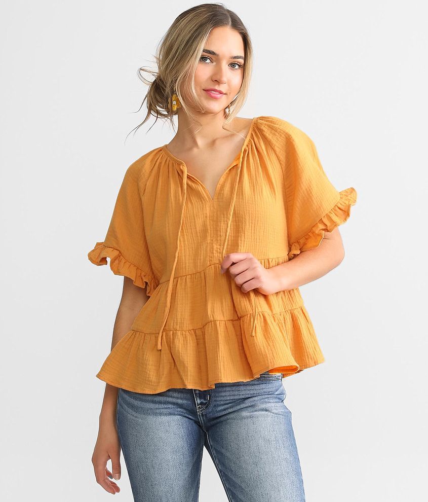 Hyfve Cherish This Moment Gauze Top - Women's Shirts/Blouses in Apricot ...