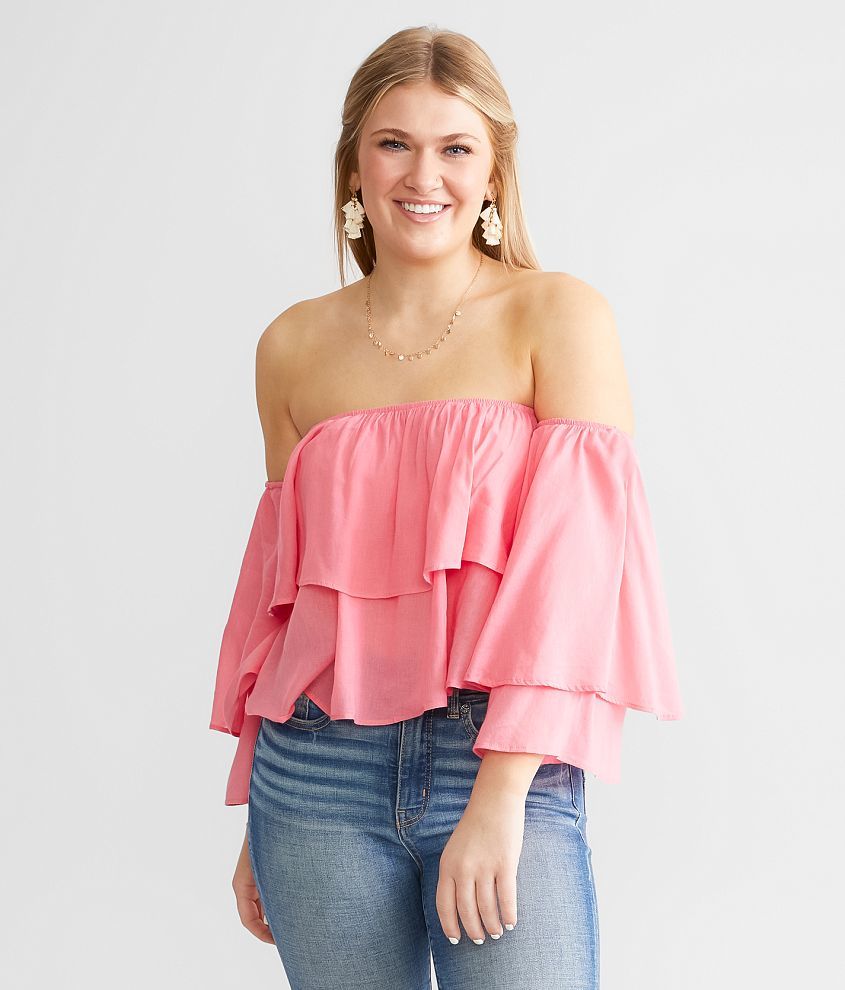 Hyfve Off The Shoulder Cropped Top - Women's Shirts/Blouses in Coral ...
