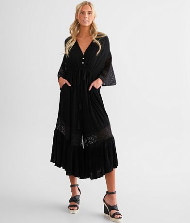 Hyfve Crinkled Wide Leg Cropped Jumpsuit front view