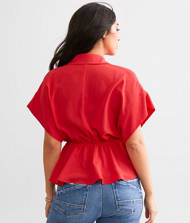 Hyfve Front Tie Peplum Blouse back view