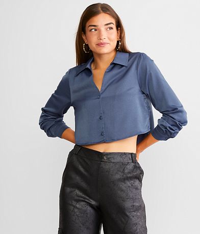 Hyfve Sheen Cropped Blouse front view