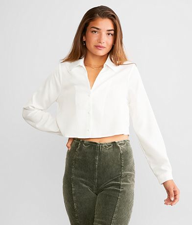 Hyfve Sheen Cropped Blouse front view