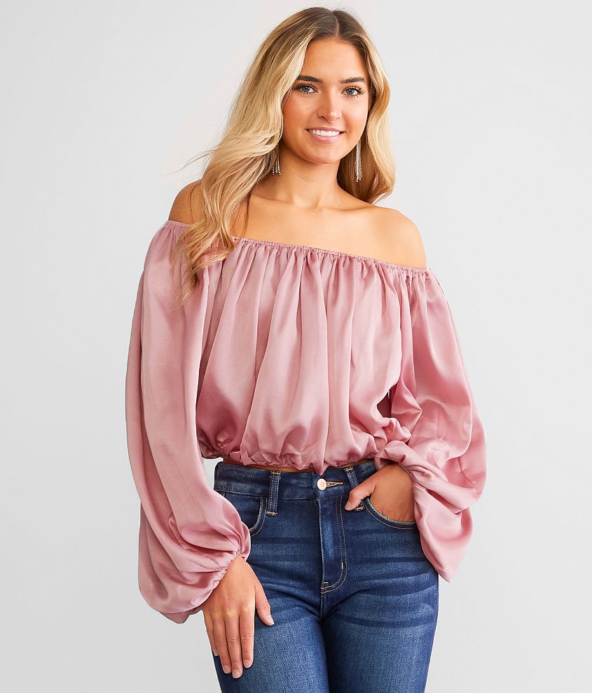 Hyfve Swept Away Off The Shoulder Cropped Top front view