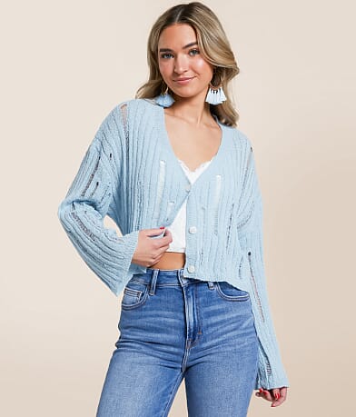 Hyfve Destructed Cardigan Sweater front view