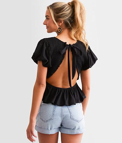Hyfve Smocked Peplum Top back view