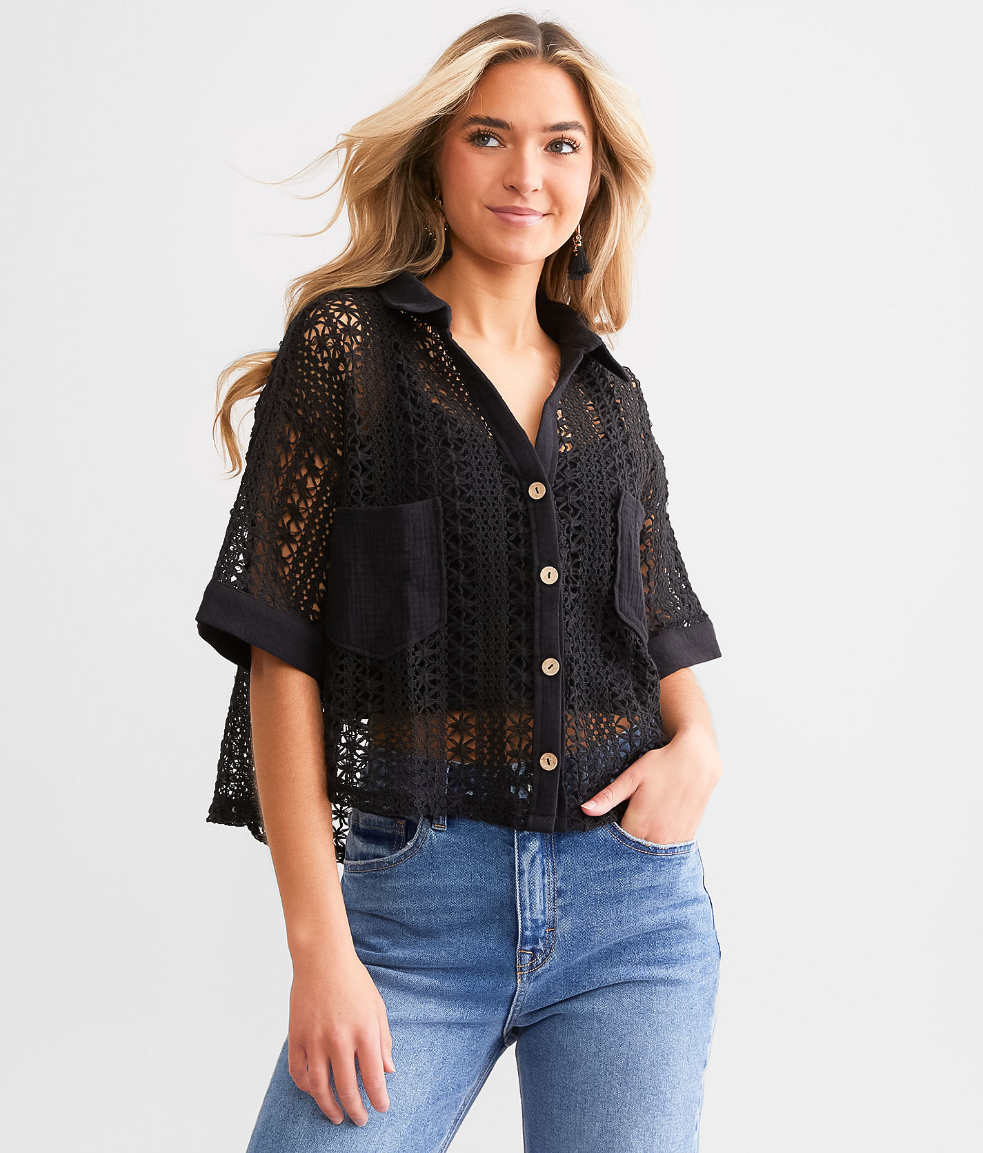【最終SALE】Multi way gather blouse /jesh Women's Black Floral Bohemian Blouse | LOVESTITCH