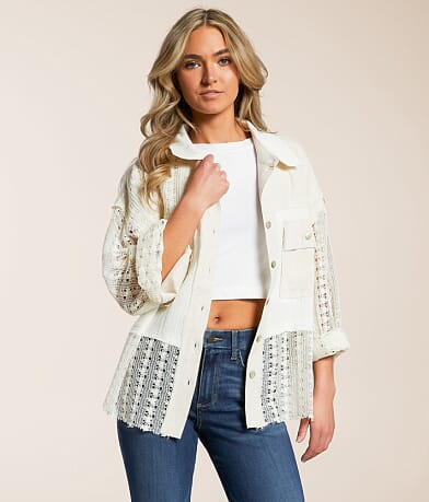 Hyfve Pieced Crochet Shirt front view