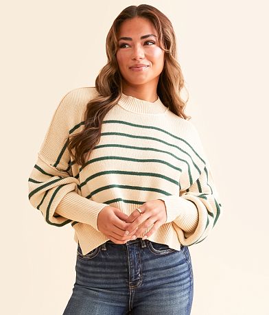 Hyfve Cropped Knit Striped Sweater front view