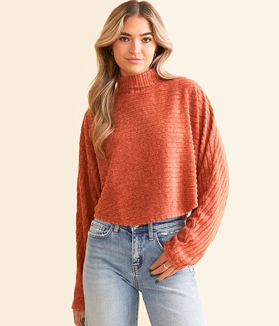 Hyfve Ribbed Mock Neck Cropped Top front view