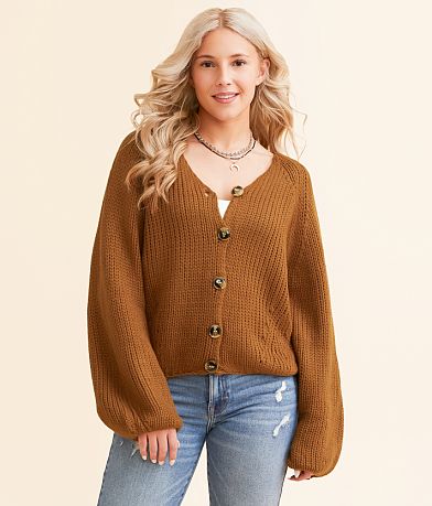Hyfve Chunky Cable Knit Cardigan Sweater front view