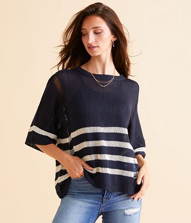 Hyfve Destructed Stripe Sweater front view