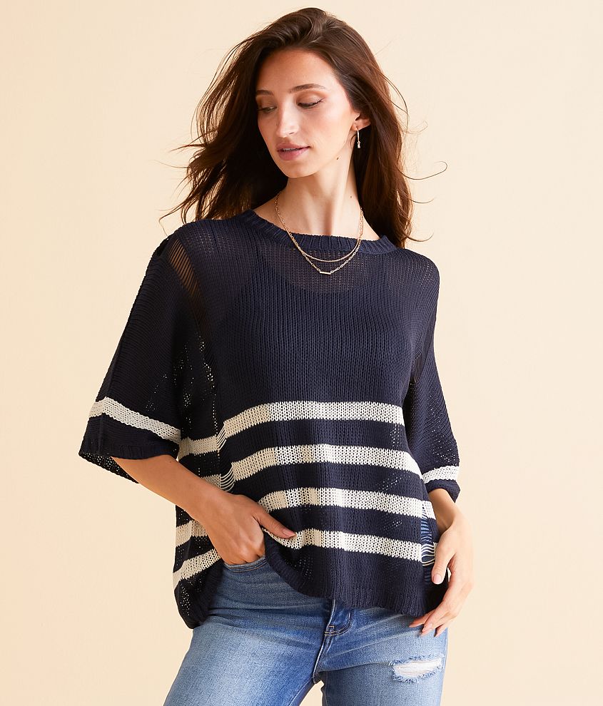 Hyfve Destructed Stripe Sweater front view