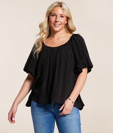 Hyfve Puff Sleeve A-Line Top front view