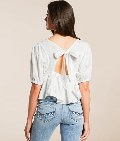 Hyfve Floral Embroidered Gauze Top BACK