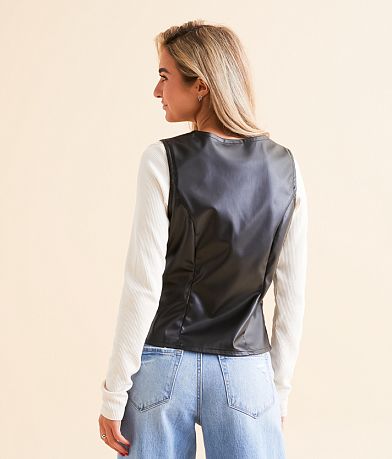 Willow &amp; Root Faux Leather Vest back view